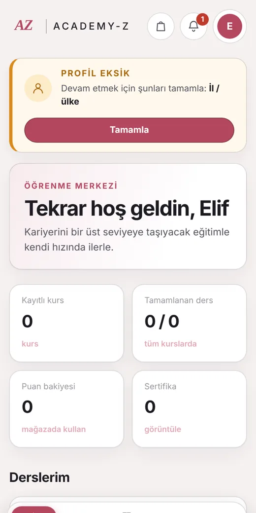 Telefonda öğrenci ekranı
